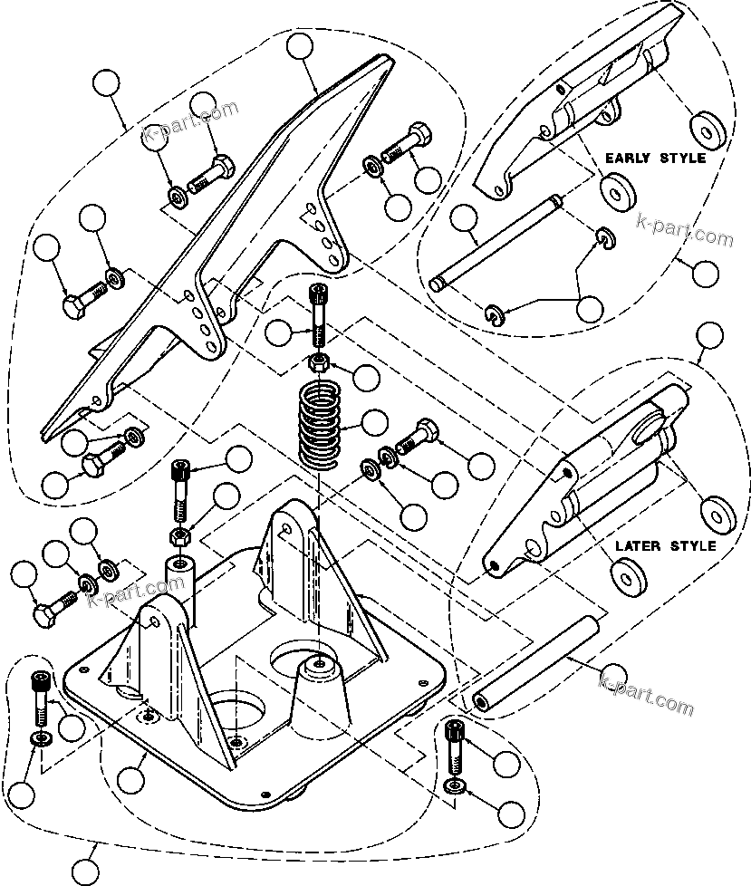 Komatsu parts book diagram for AFE42-GA 630E GLIDER KIT - AK5157 S/N GAE2209 & UP      MAGNUM HOBET: PEDAL BASE SUB-ASSEMBLY