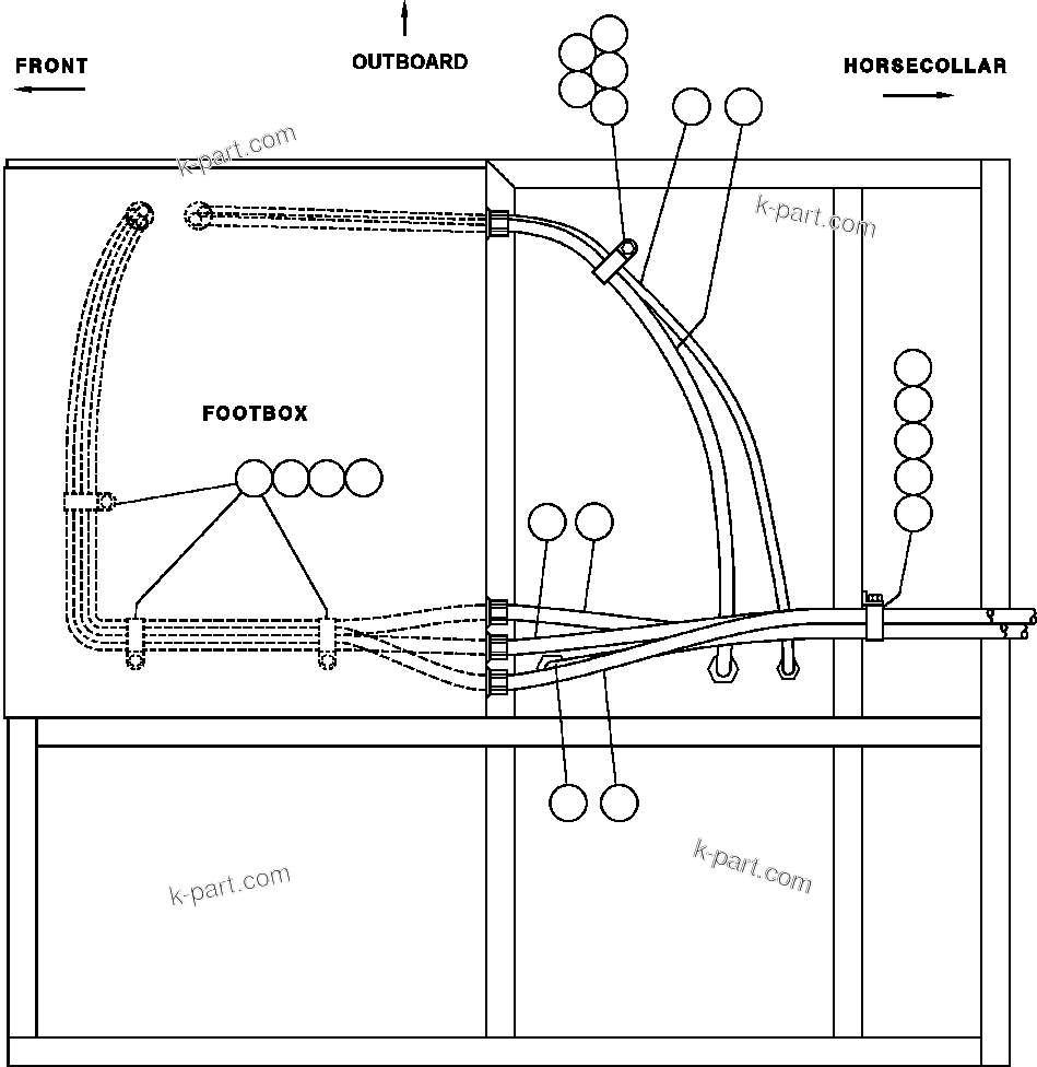 Komatsu parts book diagram for AFE42-GA 630E GLIDER KIT - AK5157 S/N GAE2209 & UP      MAGNUM HOBET: LEFT DECK WIRING INSTALLATION - 1