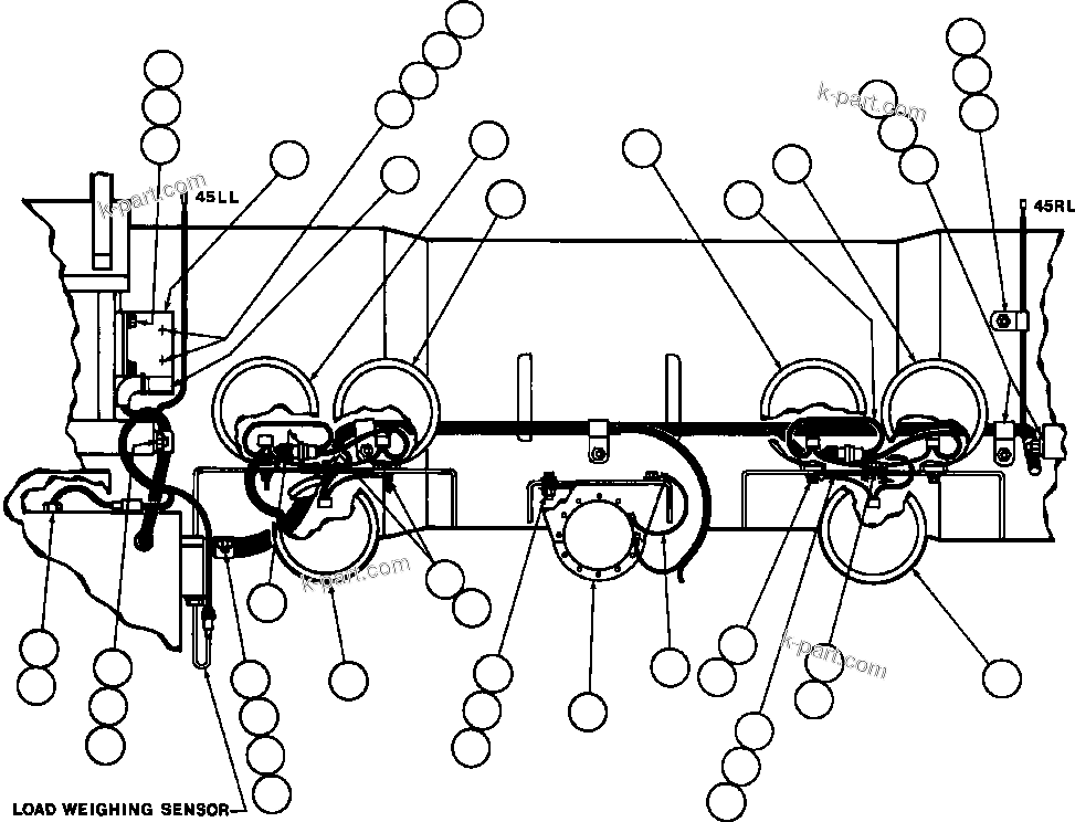 Komatsu parts book diagram for AFE42-GA 630E GLIDER KIT - AK5157 S/N GAE2209 & UP      MAGNUM HOBET: TAIL LIGHT & BACKUP HORN WIRING