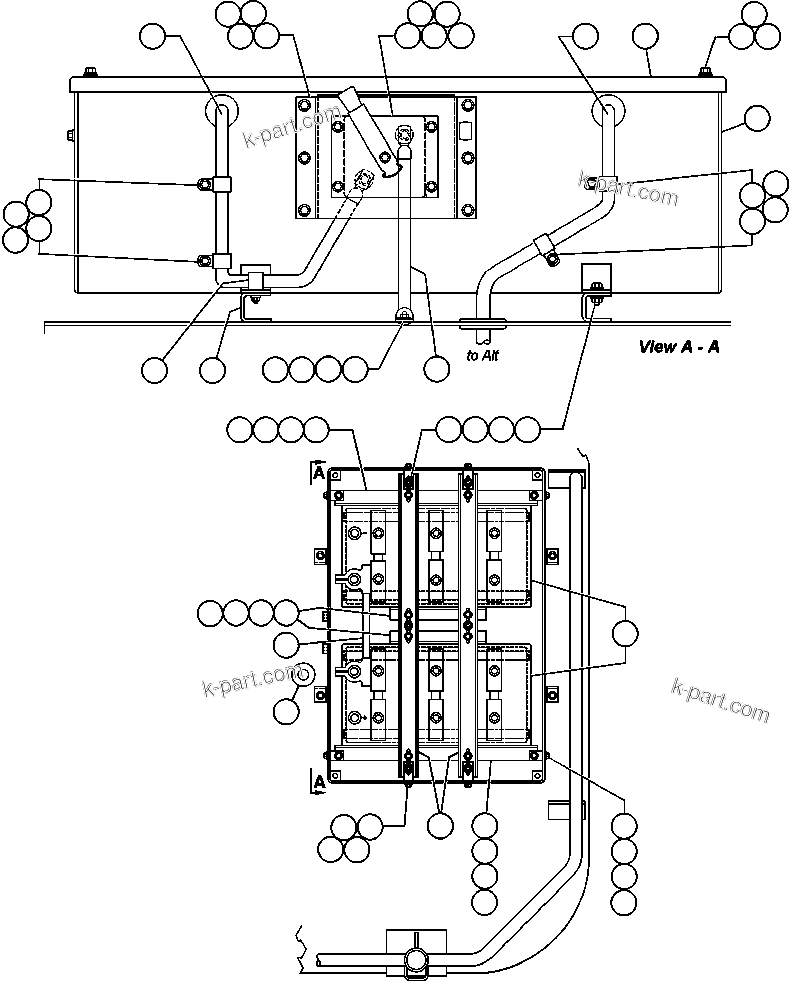 Komatsu parts book diagram for AFE42-GA 630E GLIDER KIT - AK5157 S/N GAE2209 & UP      MAGNUM HOBET: BATTERY WIRING INSTALLATION