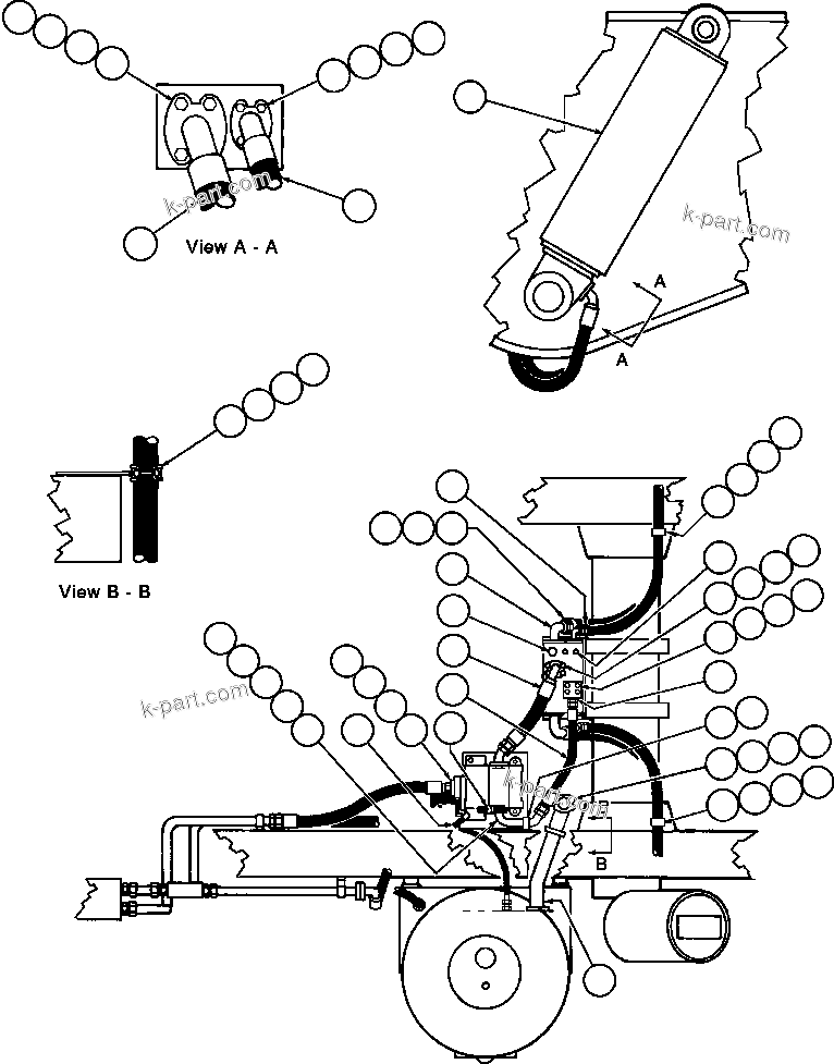 Komatsu parts book diagram for AFE42-GA 630E GLIDER KIT - AK5157 S/N GAE2209 & UP      MAGNUM HOBET: HOIST SYSTEM PIPING