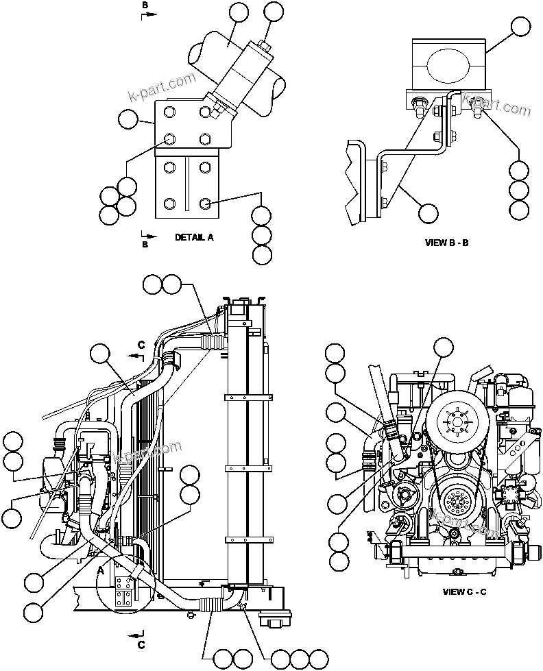 Komatsu parts book diagram for AFE47-AD 730E                SISHEN (A30095 & A30098): RADIATOR PIPING
