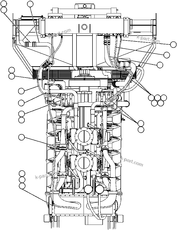 Komatsu parts book diagram for AFE47-AD 730E                SISHEN (A30095 & A30098): RADIATOR PIPING - 4