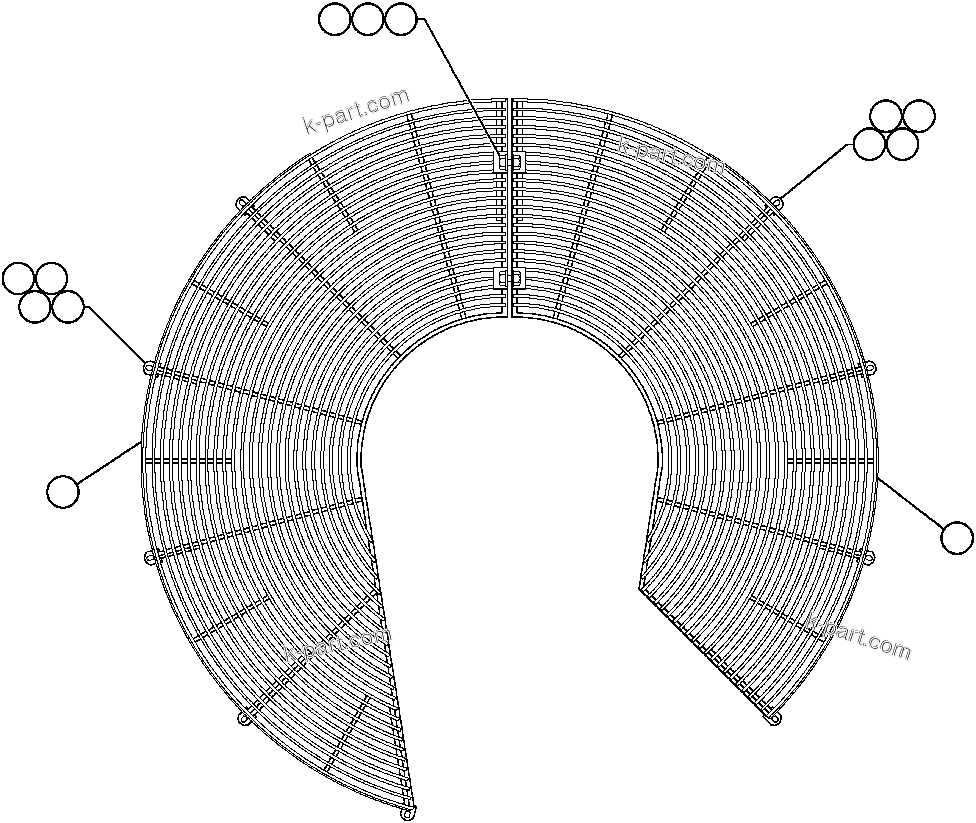 Komatsu parts book diagram for AFE47-AD 730E                SISHEN (A30095 & A30098): FAN GUARD