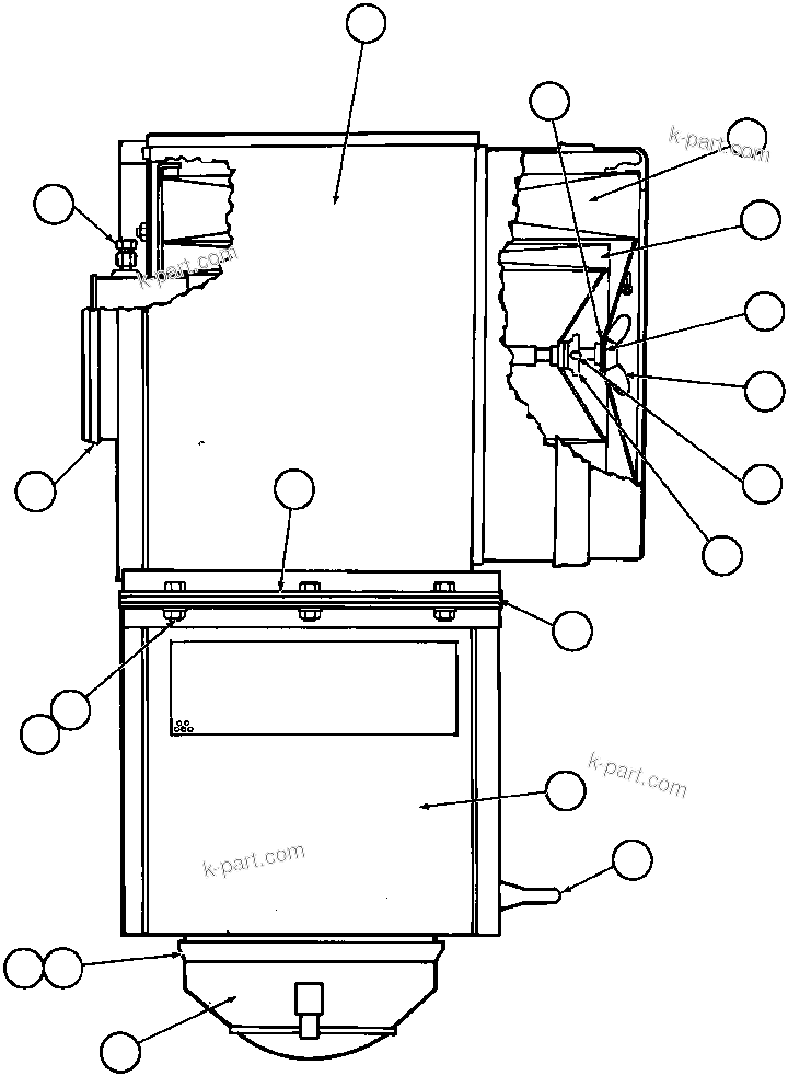 Komatsu parts book diagram for AFE47-AD 730E                SISHEN (A30095 & A30098): AIR CLEANER ASSEMBLY (PB2433)