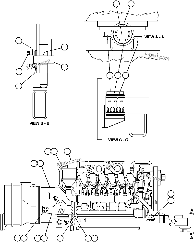 Komatsu parts book diagram for AFE47-AD 730E                SISHEN (A30095 & A30098): ENGINE & MISCELLANEOUS