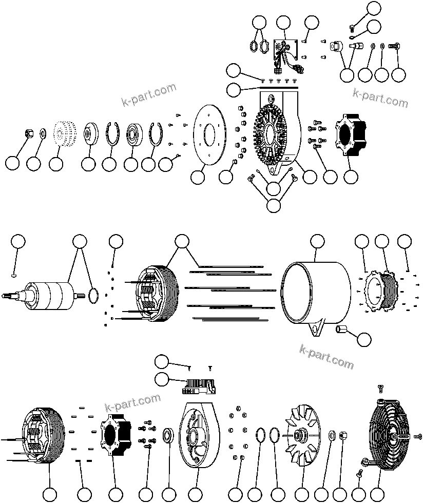 Komatsu parts book diagram for AFE47-AD 730E                SISHEN (A30095 & A30098): BATTERY CHARGING ALTERNATOR (EF2654)