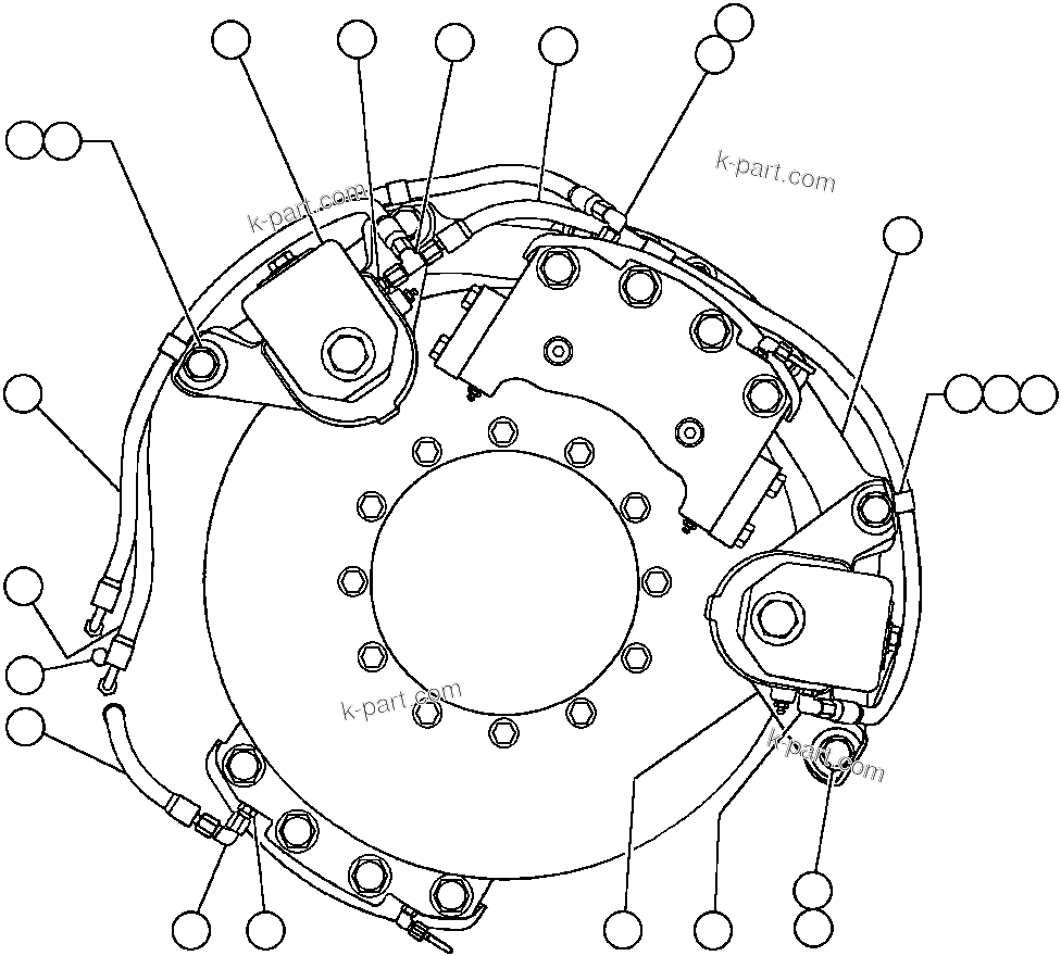 Komatsu parts book diagram for AFE47-AD 730E                SISHEN (A30095 & A30098): REAR DISC & PARKING BRAKE INSTL - 1