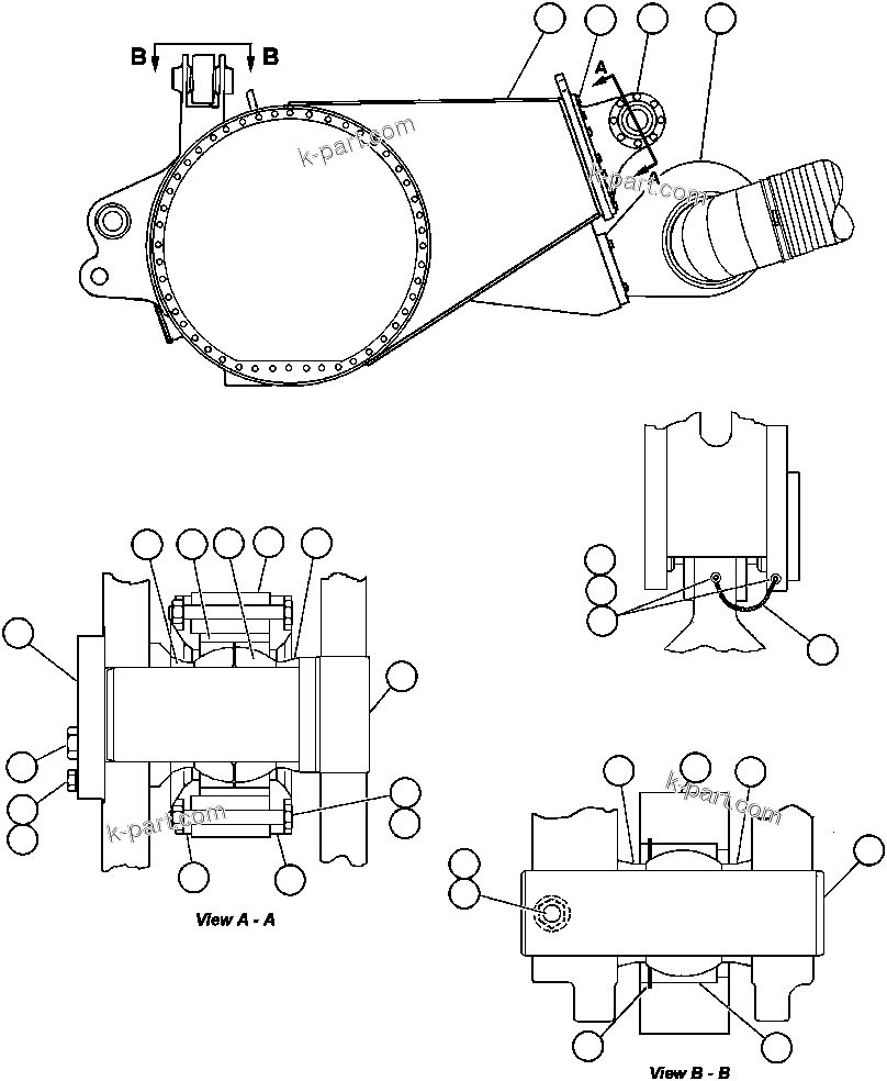 Komatsu parts book diagram for AFE47-AD 730E                SISHEN (A30095 & A30098): DRIVE AXLE & MOUNTING