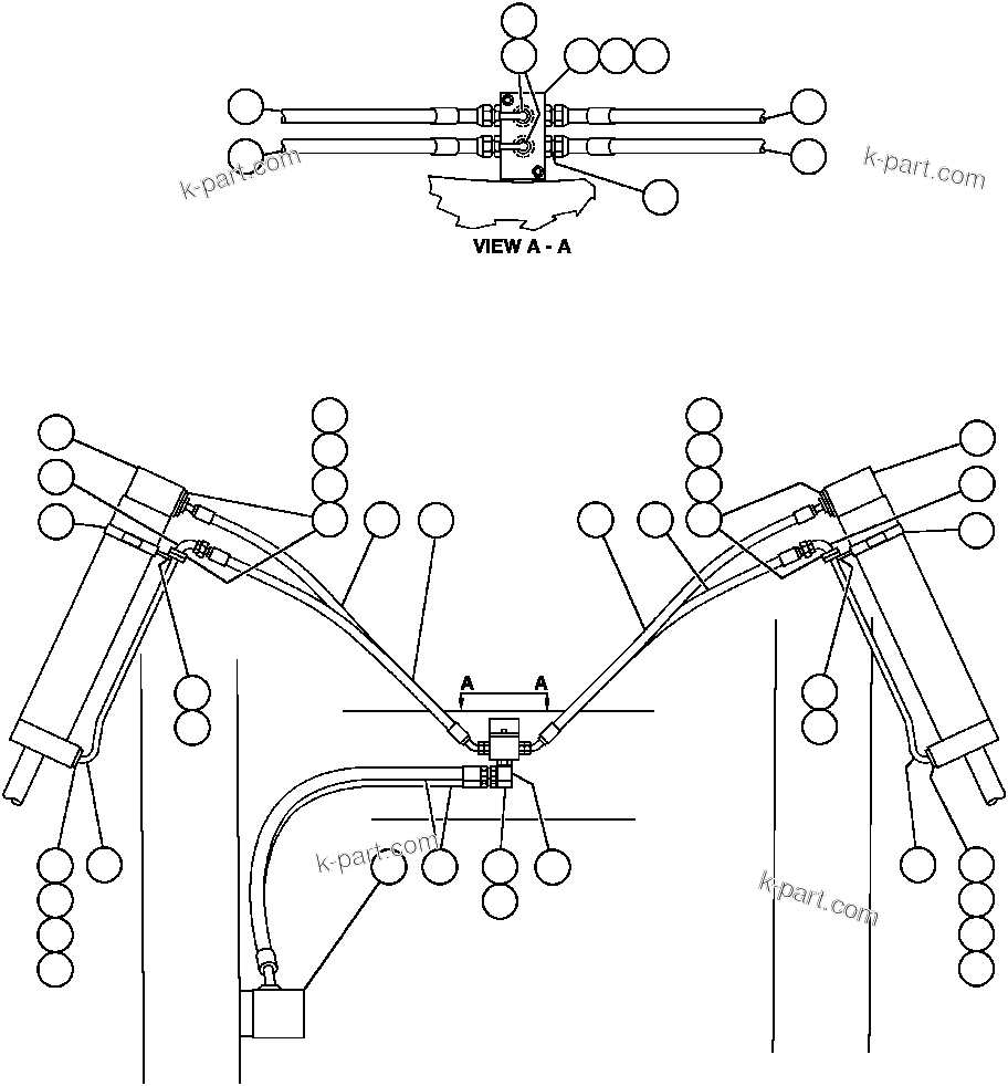 Komatsu parts book diagram for AFE47-AD 730E                SISHEN (A30095 & A30098): STEERING CYLINDER PIPING