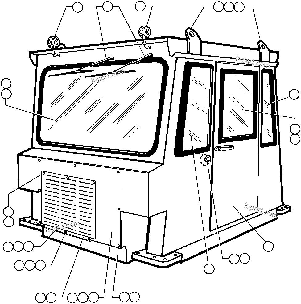 Komatsu parts book diagram for AFE47-AD 730E                SISHEN (A30095 & A30098): CAB ASSEMBLY (SM2948)