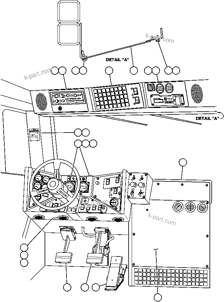 Komatsu parts book diagram for AFE47-AD 730E                SISHEN (A30095 & A30098): OPERATOR CONTROLS & OVERHEAD PANEL