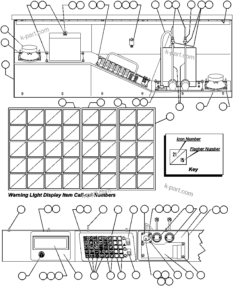 Komatsu parts book diagram for AFE47-AD 730E                SISHEN (A30095 & A30098): OVERHEAD DASH MODULE