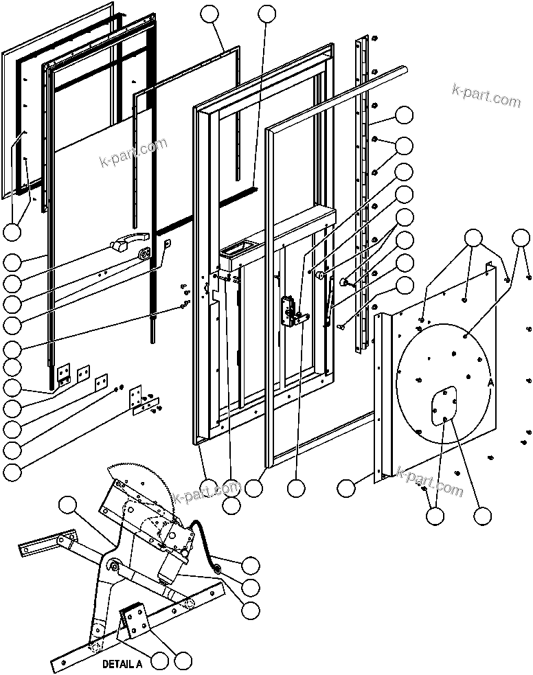 Komatsu parts book diagram for AFE47-AD 730E                SISHEN (A30095 & A30098): DOOR - L.H. (SM2748)