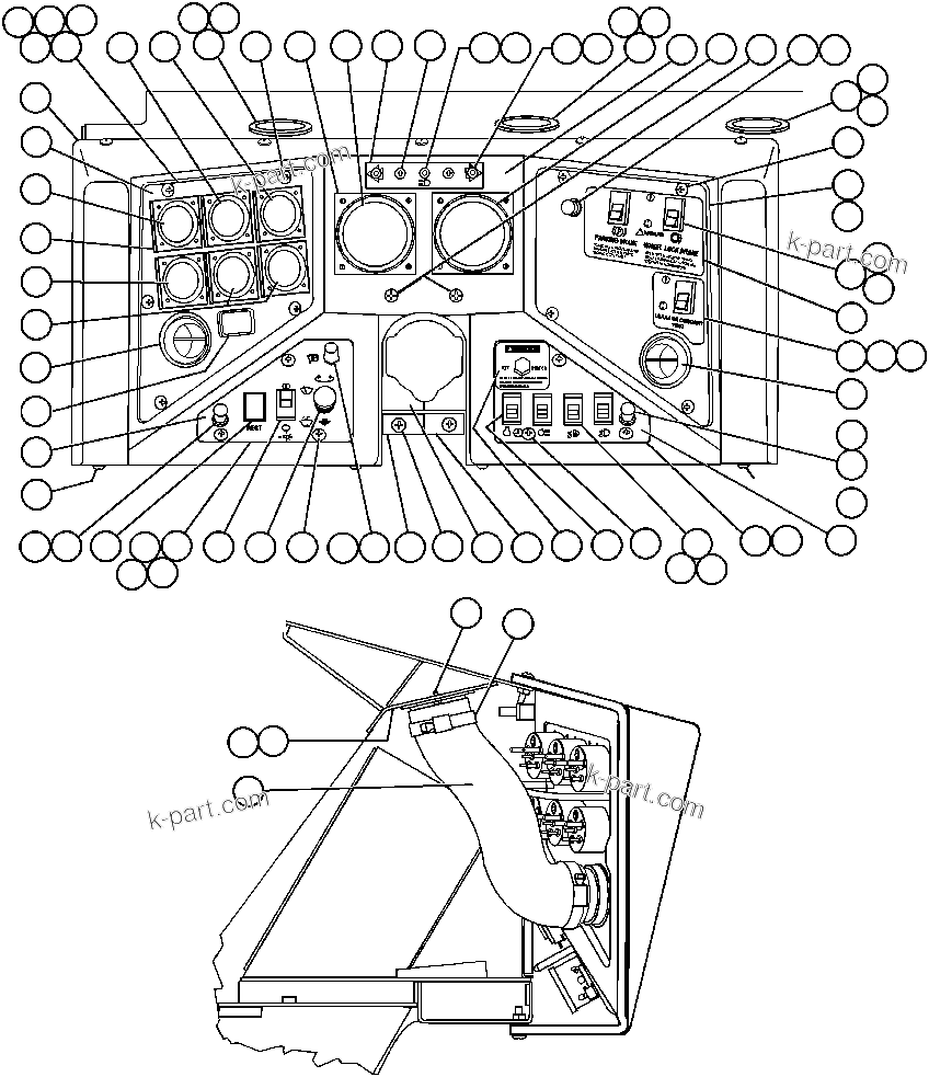 Komatsu parts book diagram for AFE47-AD 730E                SISHEN (A30095 & A30098): INSTRUMENT PANEL ASSEMBLY
