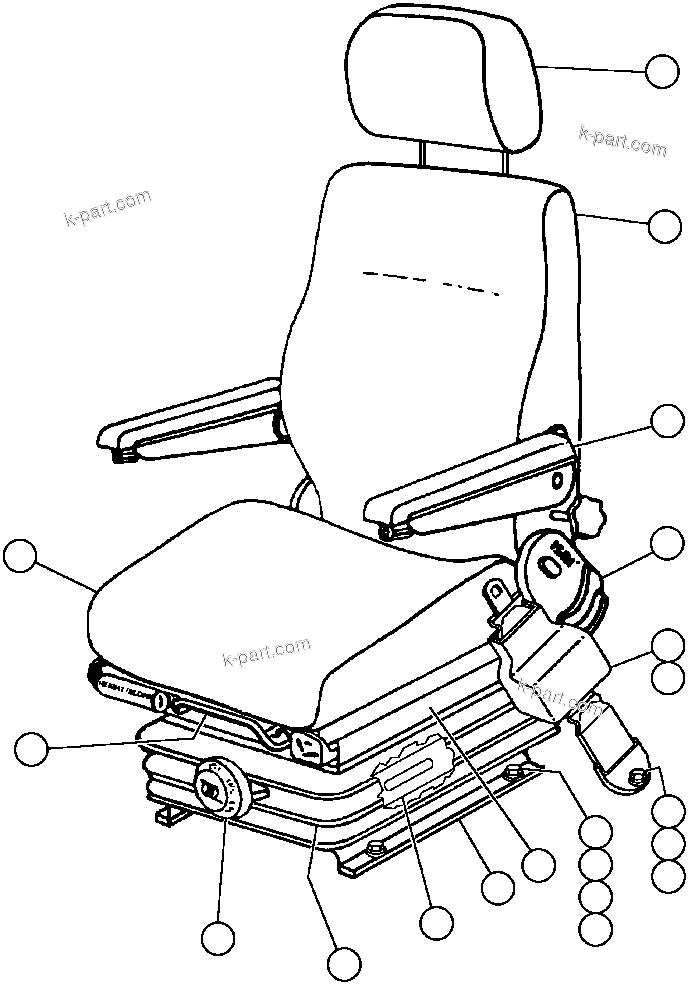 Komatsu parts book diagram for AFE47-AD 730E                SISHEN (A30095 & A30098): OPERATOR'S SEAT ASSEMBLY