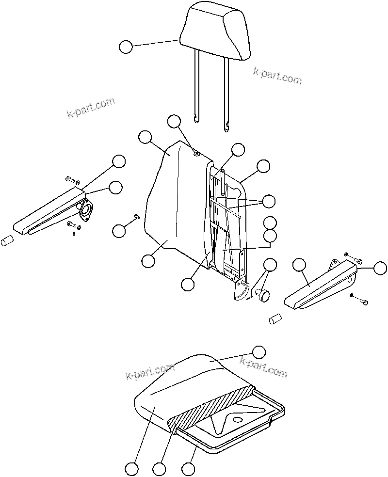 Komatsu parts book diagram for AFE47-AD 730E                SISHEN (A30095 & A30098): OPERATOR'S SEAT ASSEMBLY - 1 (PB9771)