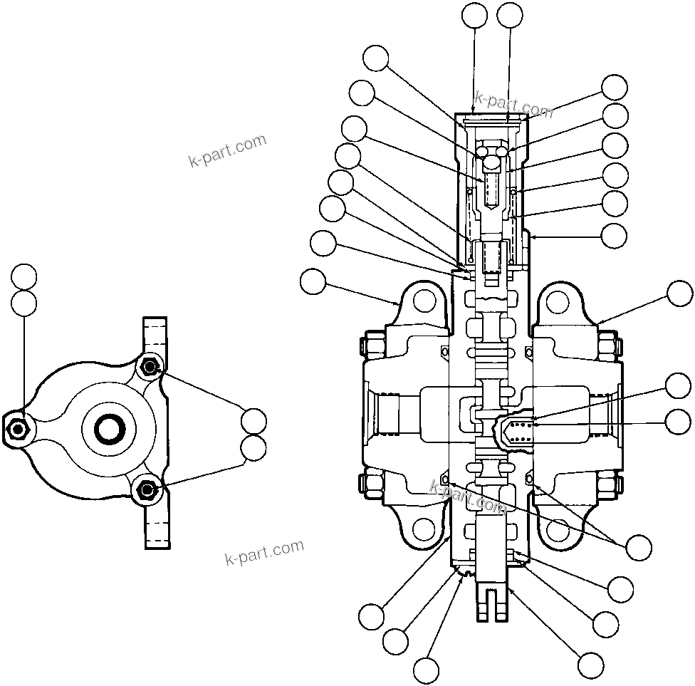 Komatsu parts book diagram for AFE47-AD 730E                SISHEN (A30095 & A30098): HOIST PILOT VALVE ASSEMBLY (PB6922)