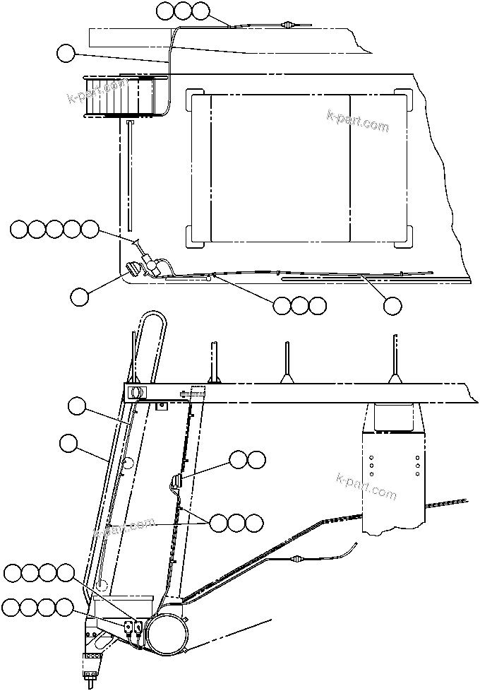 Komatsu parts book diagram for AFE47-AD 730E                SISHEN (A30095 & A30098): LEFT DECK & LADDER LIGHT WIRING