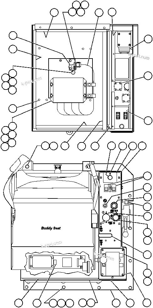 Komatsu parts book diagram for AFE47-AD 730E                SISHEN (A30095 & A30098): CAB INTERFACE COMPARTMENT