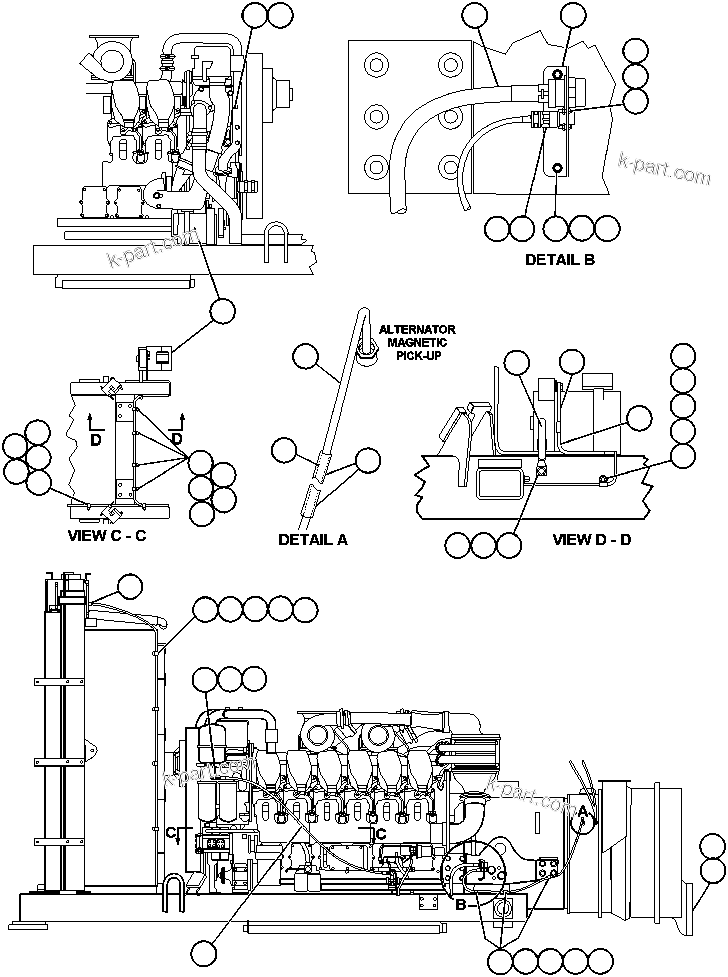 Komatsu parts book diagram for AFE47-AD 730E                SISHEN (A30095 & A30098): ENGINE WIRING