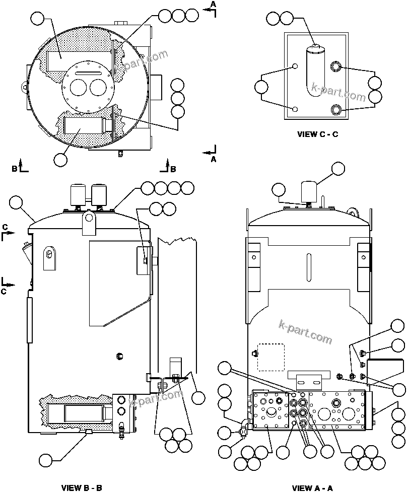 Komatsu parts book diagram for AFE47-AD 730E                SISHEN (A30095 & A30098): HYDRAULIC TANK ASSEMBLY INSTALLATION