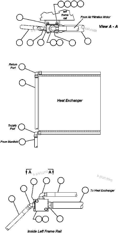 Komatsu parts book diagram for AFE47-AD 730E                SISHEN (A30095 & A30098): HYDRAULIC SYSTEM PIPING - TROLLEY