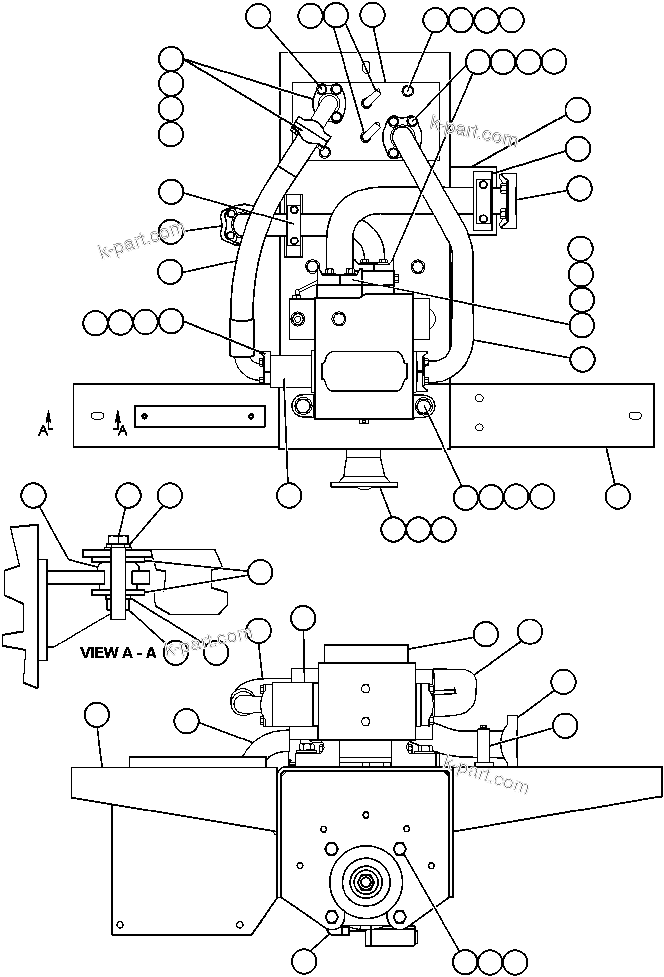 Komatsu parts book diagram for AFE47-AD 730E                SISHEN (A30095 & A30098): HOIST PUMP MODULE - 1
