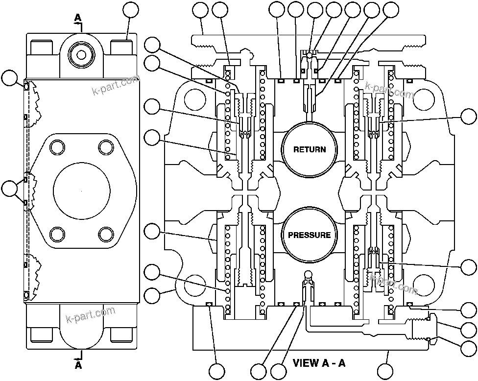 Komatsu parts book diagram for AFE47-AD 730E                SISHEN (A30095 & A30098): SPOOL INLET SECTION (VE7624)