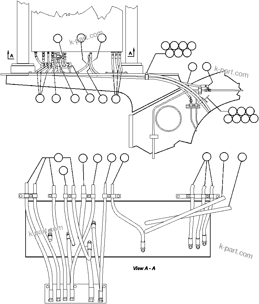 Komatsu parts book diagram for AFE47-AD 730E                SISHEN (A30095 & A30098): HYDRAULIC BRAKE CABINET PIPING - 2