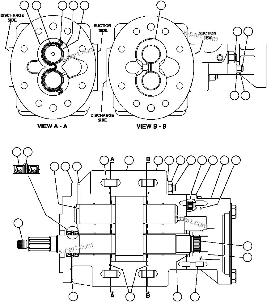 Komatsu parts book diagram for AFE47-AD 730E                SISHEN (A30095 & A30098): HOIST PUMP ASSEMBLY (PB9907)