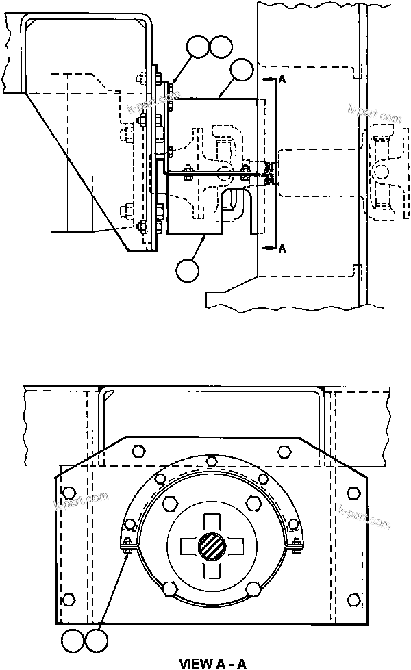 Komatsu parts book diagram for AFE47-AD 730E                SISHEN (A30095 & A30098): FRONT DRIVELINE PROTECTOR