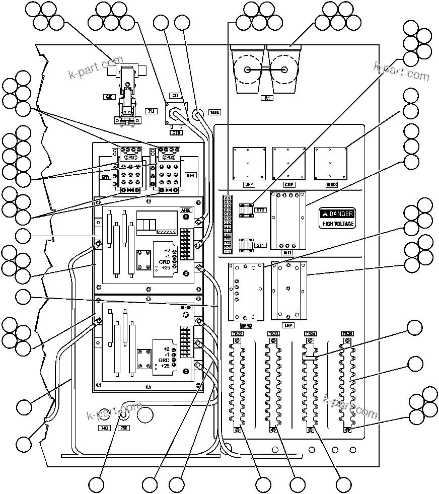 Komatsu parts book diagram for AFE47-AD 730E                SISHEN (A30095 & A30098): CONTROL CABINET ASSEMBLY