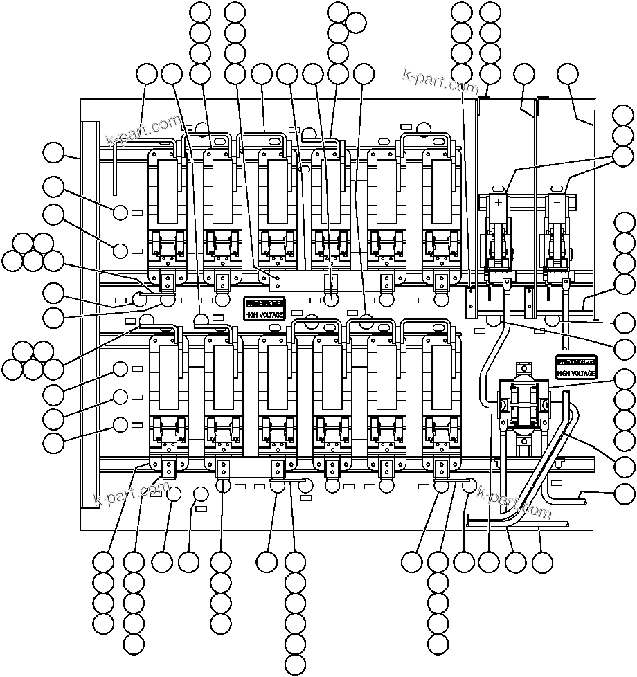 Komatsu parts book diagram for AFE47-AD 730E                SISHEN (A30095 & A30098): CONTROL CABINET ASSEMBLY - FRONT