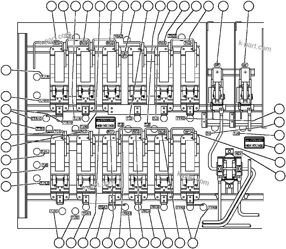 Komatsu parts book diagram for AFE47-AD 730E                SISHEN (A30095 & A30098): CONTROL CABINET ASSEMBLY - FRONT - 5