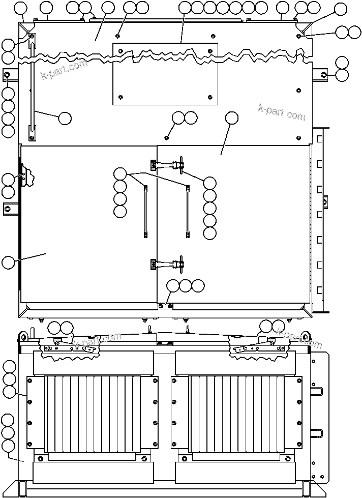 Komatsu parts book diagram for AFE47-AD 730E                SISHEN (A30095 & A30098): BLOWN GRID - 3 STEP, 18 ELEMENT