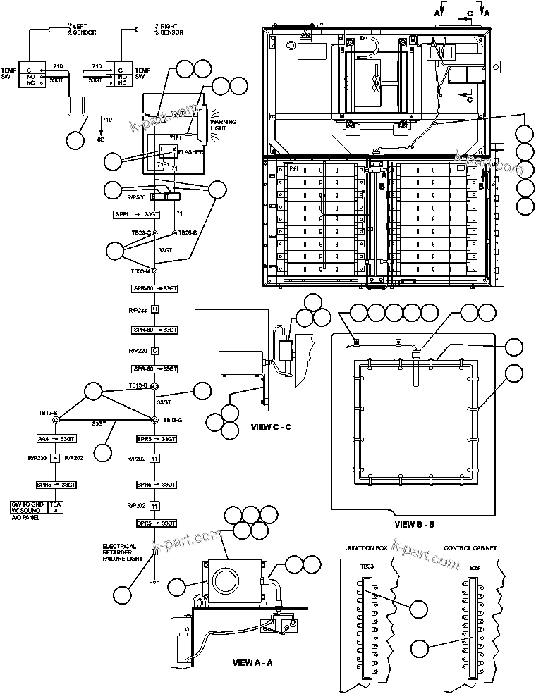 Komatsu parts book diagram for AFE47-AD 730E                SISHEN (A30095 & A30098): GRID TEMP/BLOWER LOSS INDICATOR LIGHT