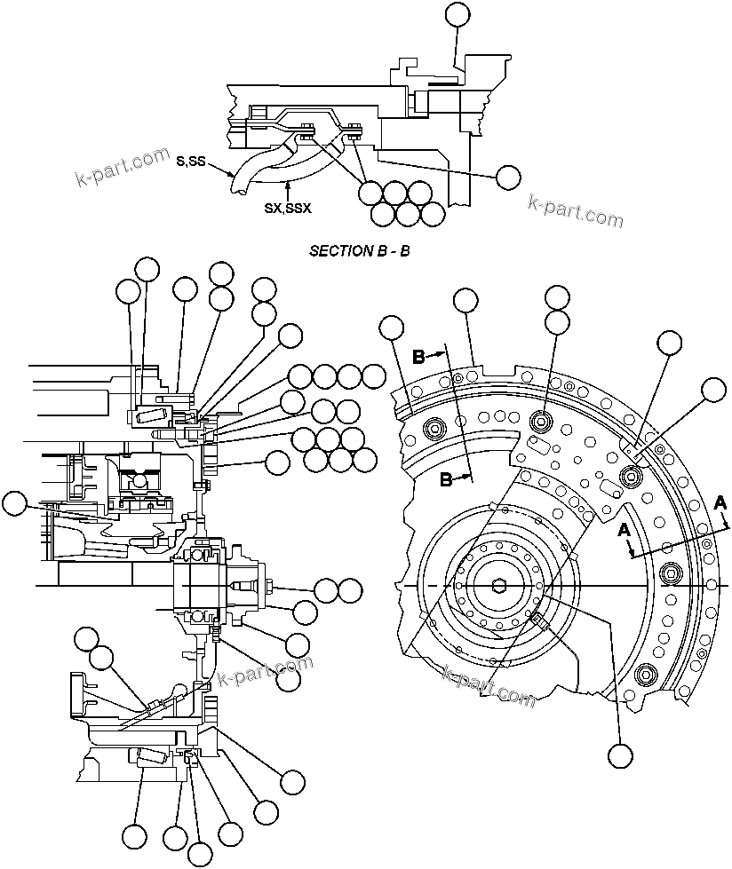 Komatsu parts book diagram for AFE47-AD 730E                SISHEN (A30095 & A30098): MOTORIZED WHEEL - 788FS10 - 1