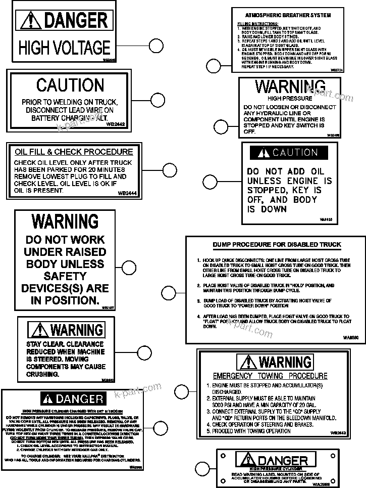 Komatsu parts book diagram for AFE47-BS 730E S/N A30220-A30224   PAMA: DECALS & WARNINGS
