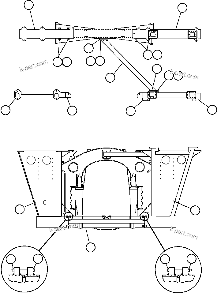 Komatsu parts book diagram for AFE47-BS 730E S/N A30220-A30224   PAMA: FRAME & UPRIGHTS