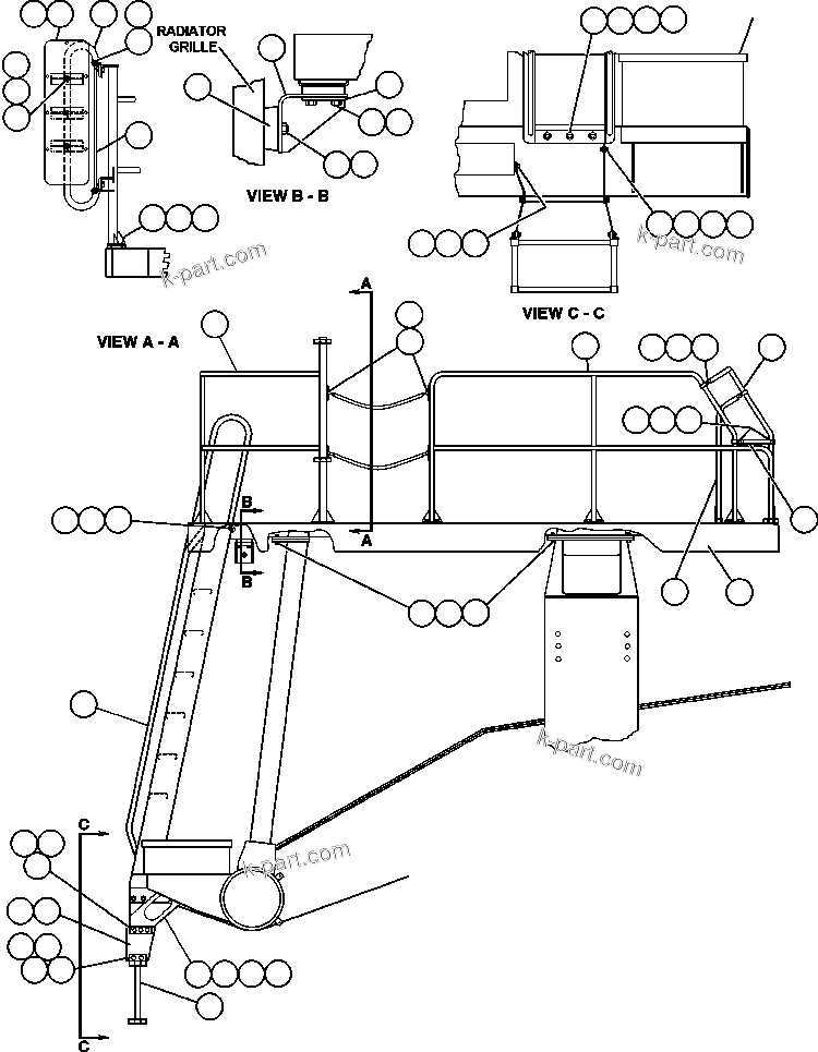 Komatsu parts book diagram for AFE47-BS 730E S/N A30220-A30224   PAMA: LEFT DECK, LADDER & STEP