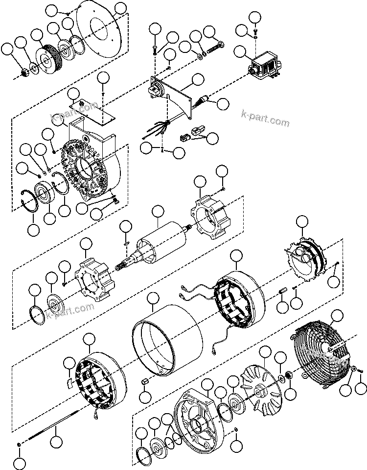 Komatsu parts book diagram for AFE47-BS 730E S/N A30220-A30224   PAMA: BATTERY CHARGING ALTERNATOR (XA2085)