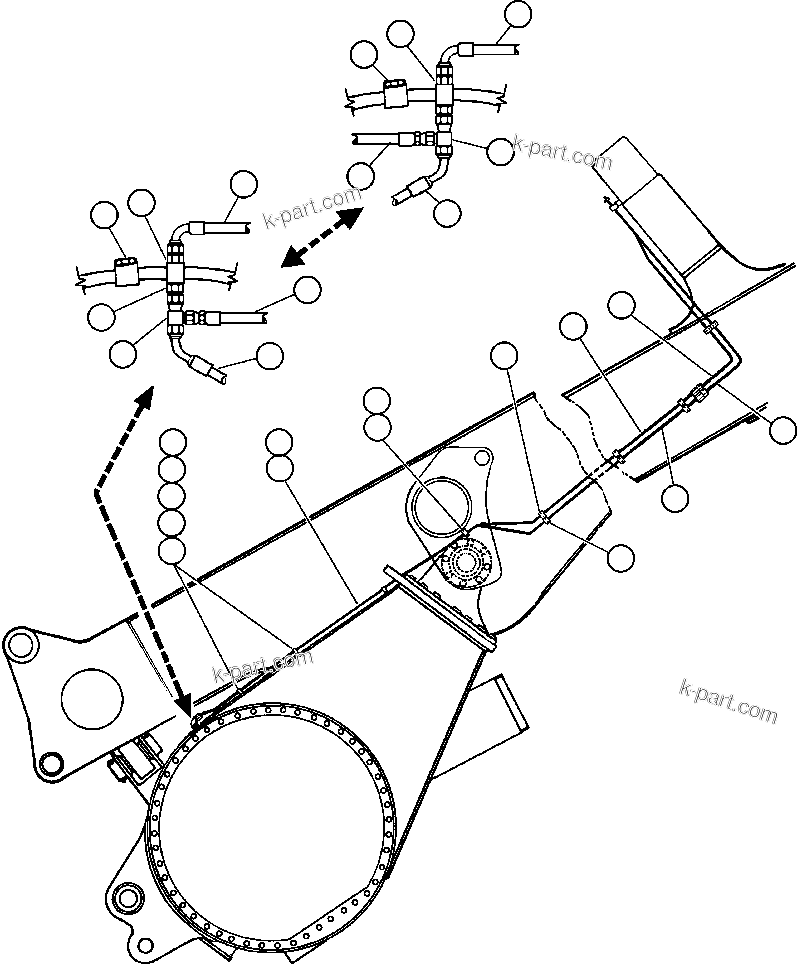 Komatsu parts book diagram for AFE47-BS 730E S/N A30220-A30224   PAMA: REAR BRAKE PIPING