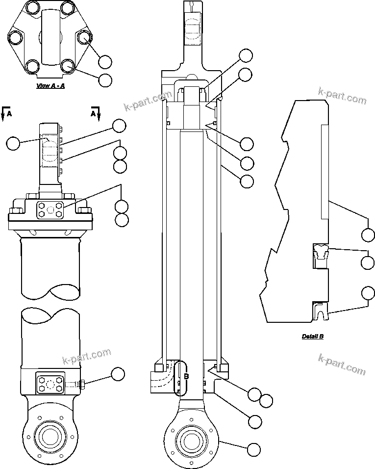 Komatsu parts book diagram for AFE47-BS 730E S/N A30220-A30224   PAMA: STEERING CYLINDER INSTALLATION