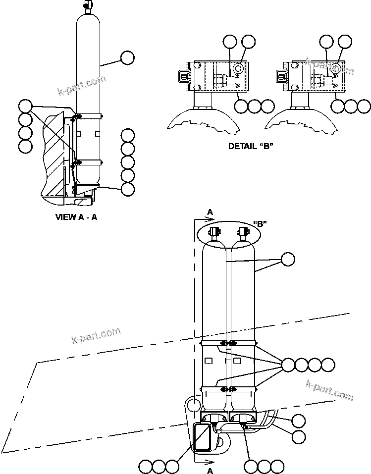 Komatsu parts book diagram for AFE47-BS 730E S/N A30220-A30224   PAMA: STEERING ACCUMULATORS INSTALLATION