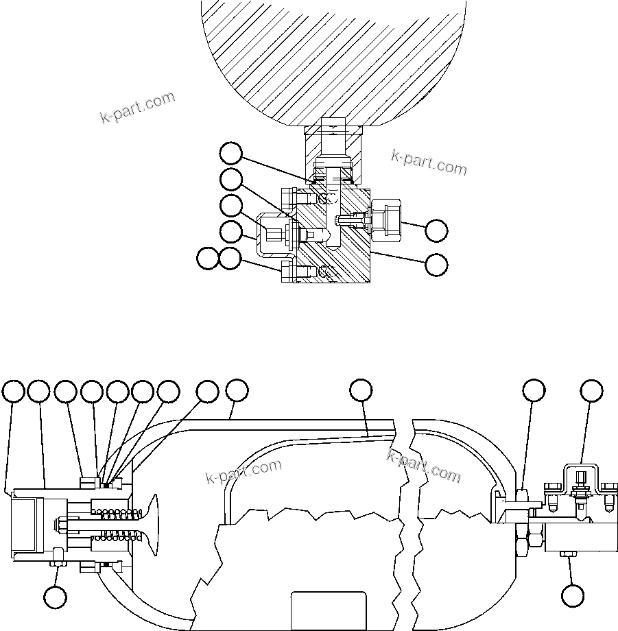 Komatsu parts book diagram for AFE47-BS 730E S/N A30220-A30224   PAMA: STEERING ACCUMULATOR ASSEMBLY (PC1338)