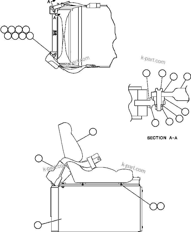 Komatsu parts book diagram for AFE47-BS 730E S/N A30220-A30224   PAMA: PASSENGER SEAT INSTALLATION