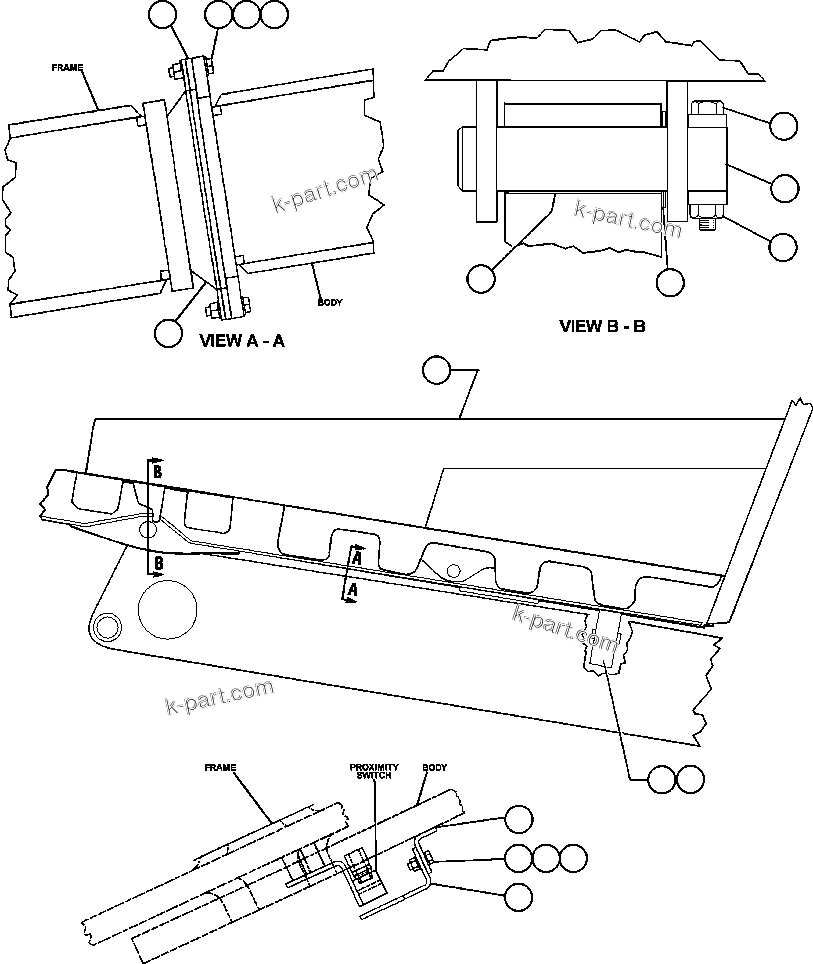 Komatsu parts book diagram for AFE47-BS 730E S/N A30220-A30224   PAMA: BODY & BODY PIVOT