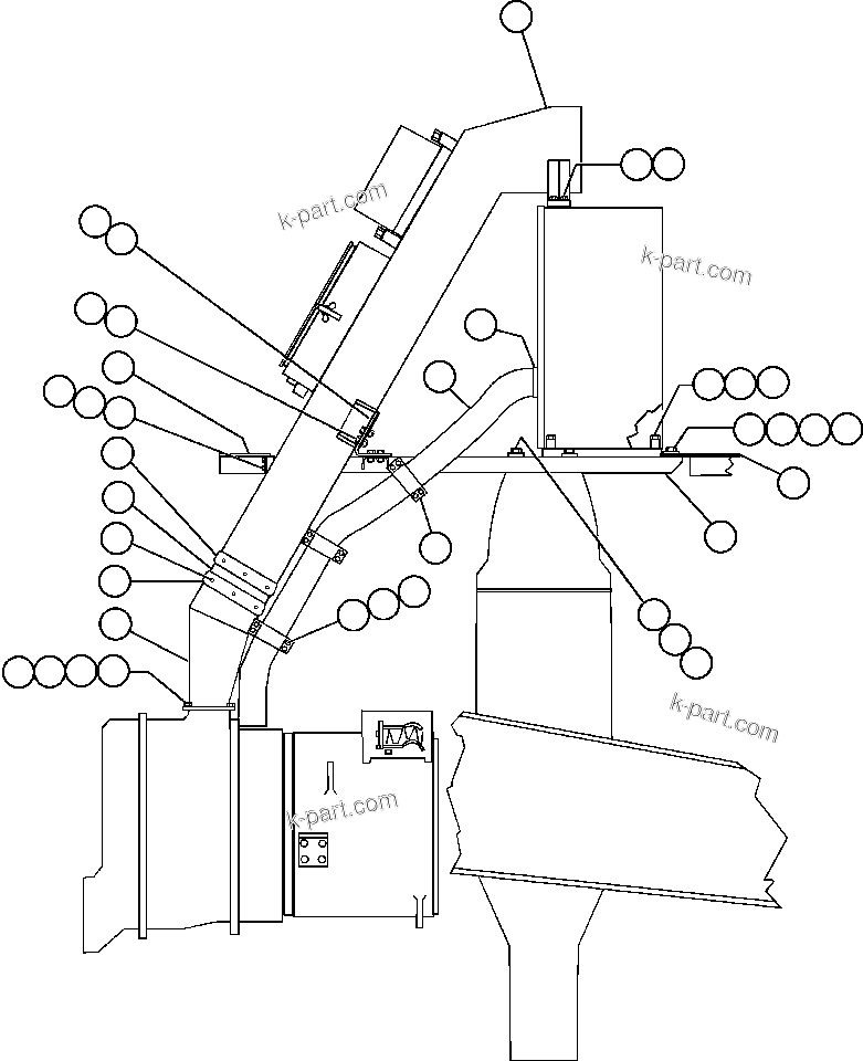 Komatsu parts book diagram for AFE47-BS 730E S/N A30220-A30224   PAMA: BLOWER INLET & COOLING AIR INSTL