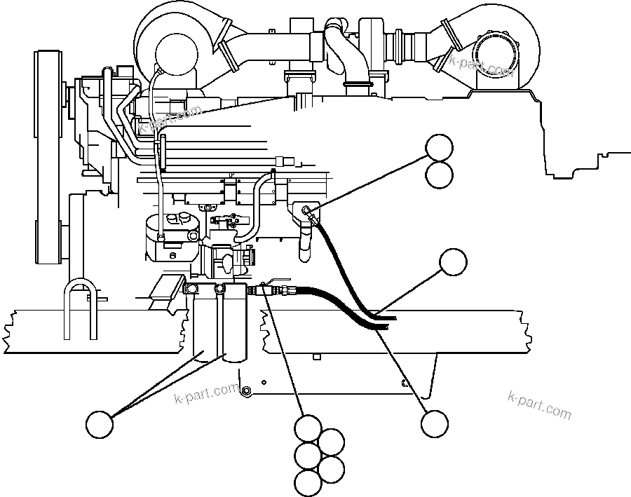 Komatsu parts book diagram for AFE47-BS 730E S/N A30220-A30224   PAMA: ENGINE FUEL PIPING